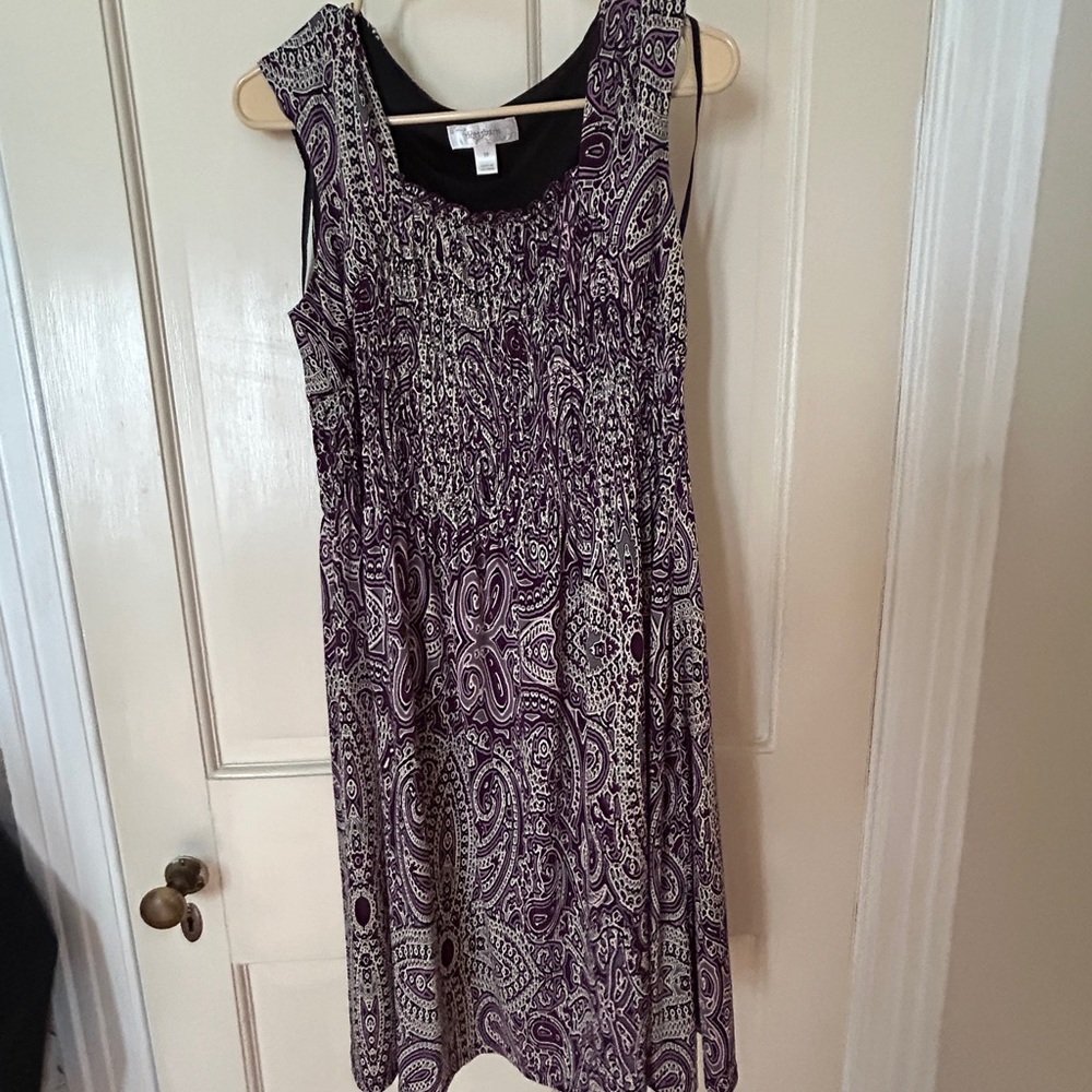 Purple Dressbarn Smocked Paisley Tank Dress